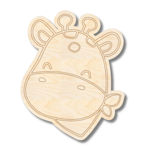 Unfinished Wood Etched Giraffe Head Shape | Paint By Line Crafts | up to 30" DIY