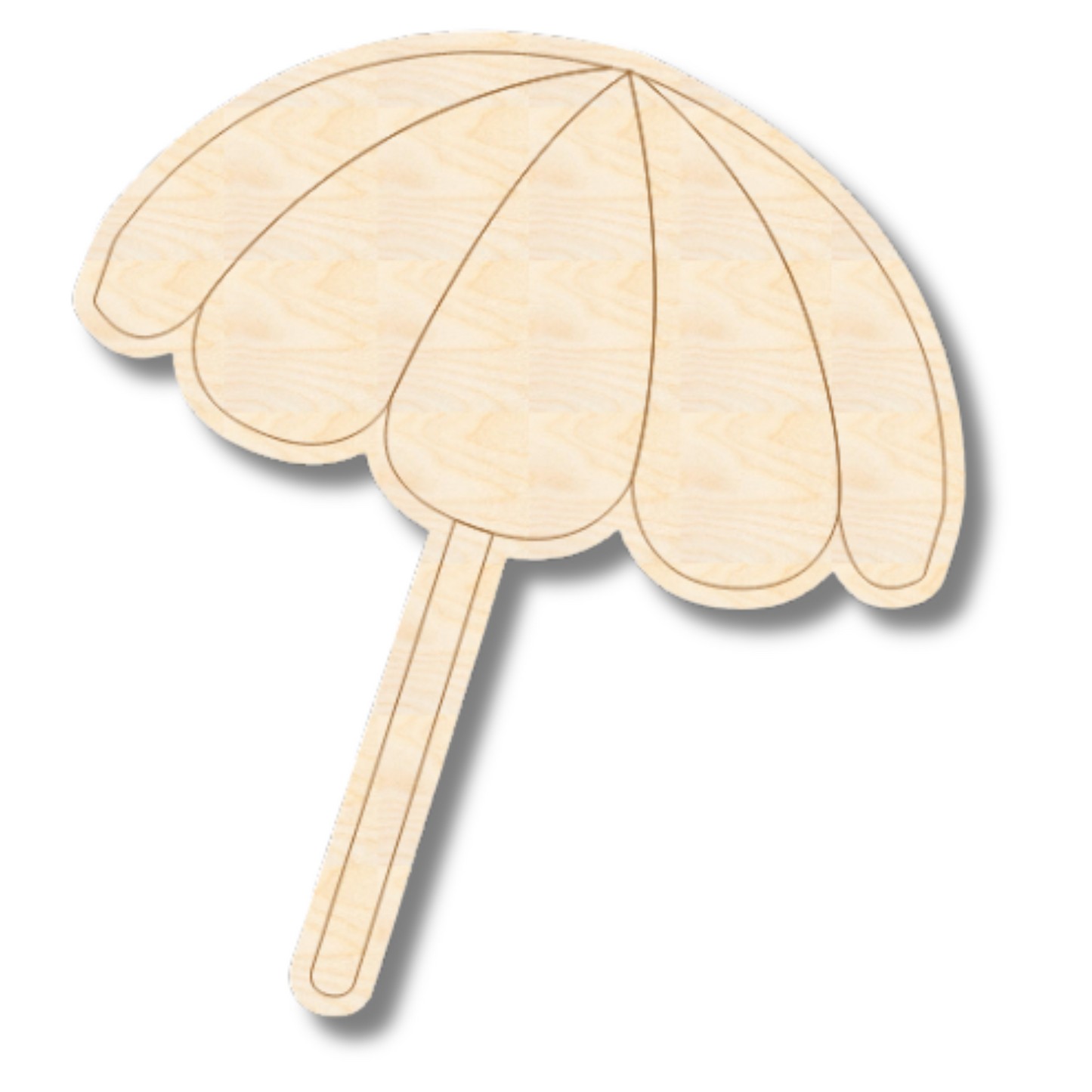 Unfinished Wood Etched Beach Umbrella Shape | Paint By Line Crafts | up to 30" DIY
