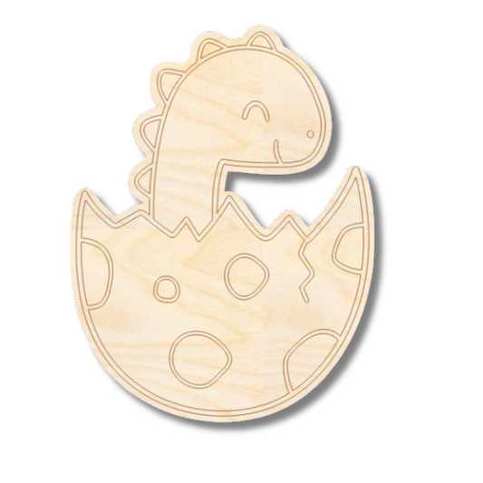 Unfinished Wood Etched Baby Dinosaur Shape | Paint By Line Crafts | up to 30" DIY