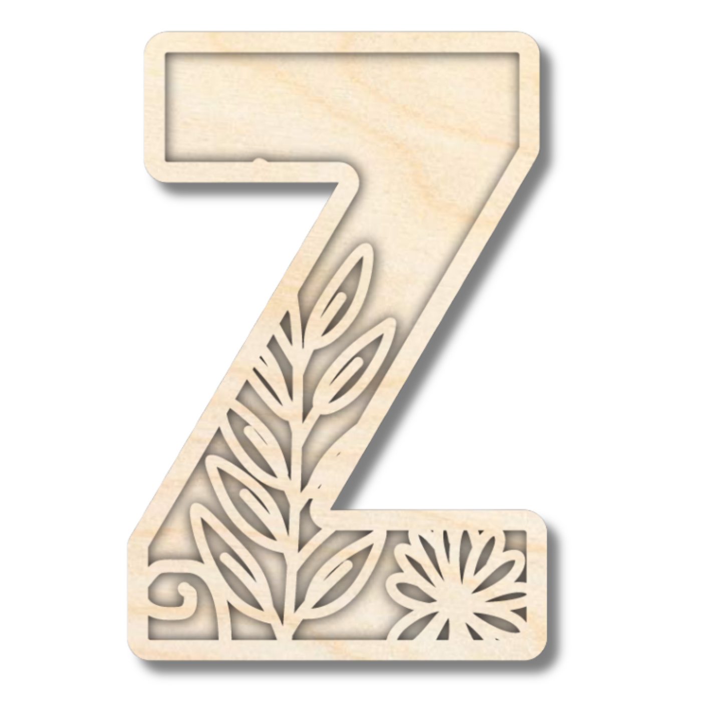 Unfinished Wood Layered Themed Letters | Wild Flowers | A-Z | 2 Piece | up to 24"