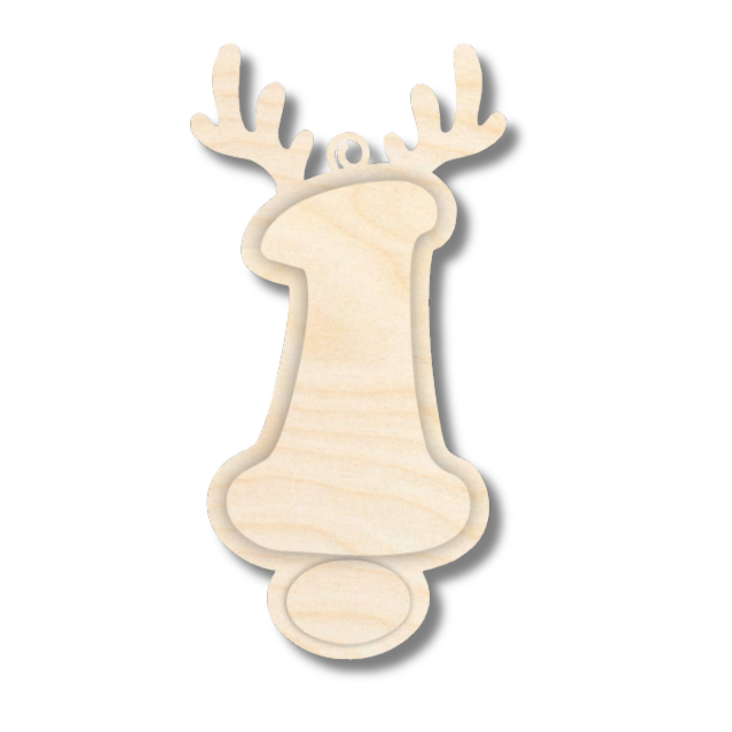 Unfinished Wood Layered Letter and Number Reindeer Ornaments | A-Z | 0-9 | 3 Piece | 6" Tall | 1/8" Wood | Wood Craft DIY