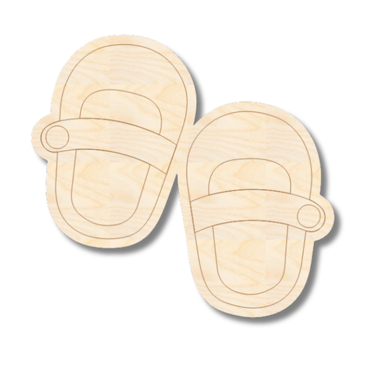 Unfinished Wood Etched Baby Shoes Shape | Paint By Line Crafts | up to 30" DIY