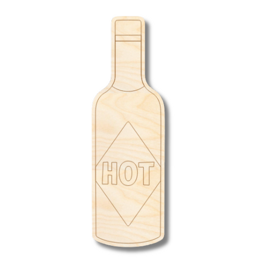Unfinished Wood Etched Hot Sauce Shape | Paint By Line Crafts | up to 30" DIY