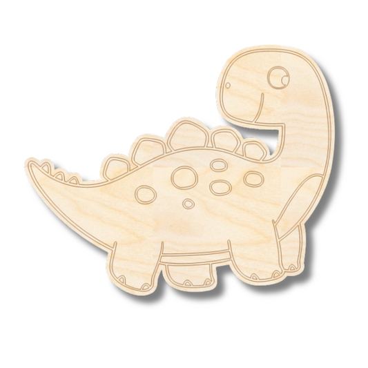 Unfinished Wood Etched Stegosaurus Shape | Paint By Line Crafts | up to 30" DIY