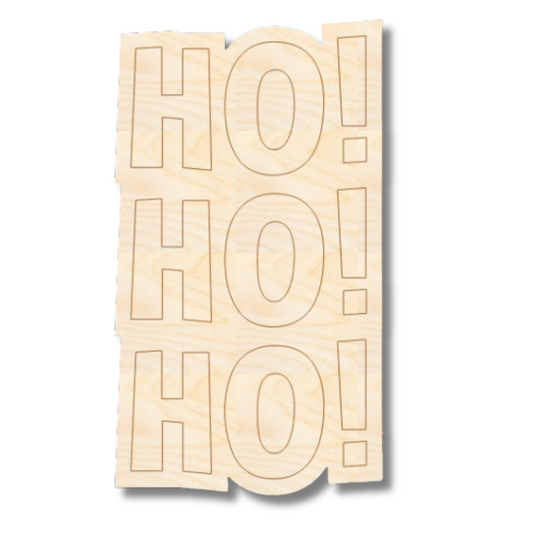 Unfinished Wood Etched HO HO HO Shape | Paint By Line Crafts | up to 30" DIY