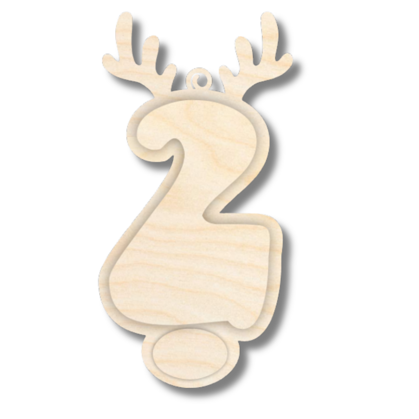 Unfinished Wood Layered Letter and Number Reindeer Ornaments | A-Z | 0-9 | 3 Piece | 6" Tall | 1/8" Wood | Wood Craft DIY