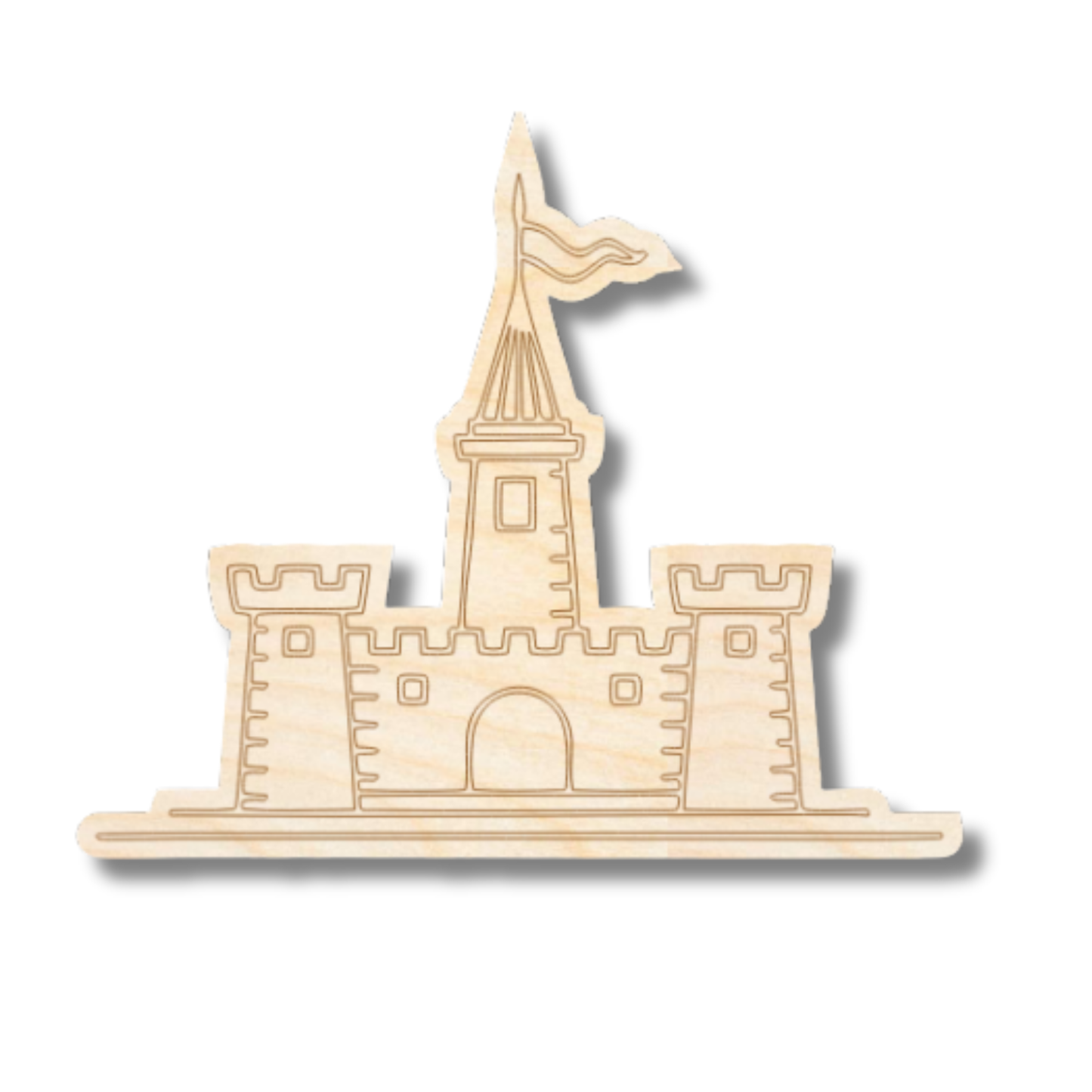 Unfinished Wood Etched Sandcastle Shape | Paint By Line Crafts | up to 30" DIY