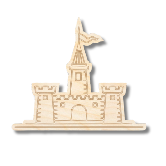 Unfinished Wood Etched Sandcastle Shape | Paint By Line Crafts | up to 30" DIY