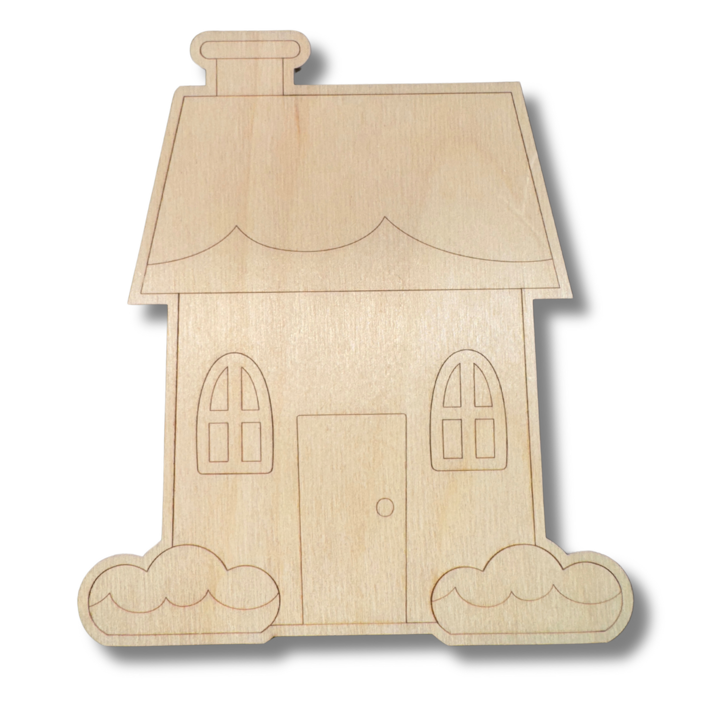 Unfinished Wood Etched Cabin Shape | Paint By Line Crafts | up to 30" DIY