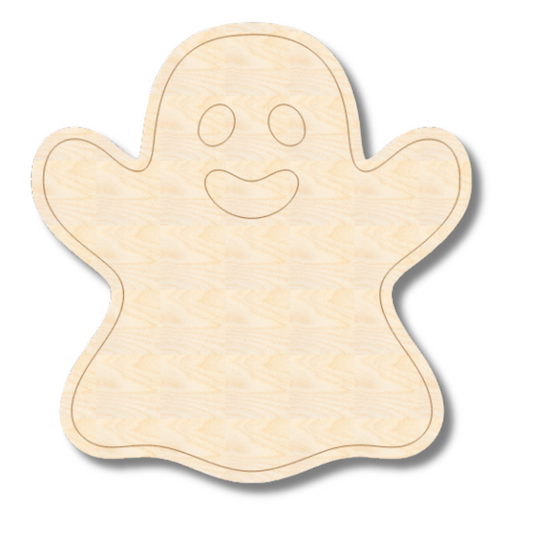 Unfinished Wood Etched Halloween Ghost Shape | Paint By Line Crafts | up to 30" DIY