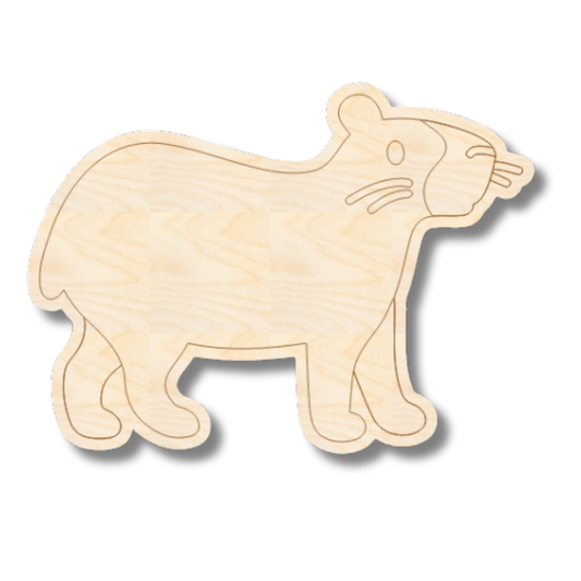 Unfinished Wood Etched Capybara Shape | Paint By Line Crafts | up to 30" DIY