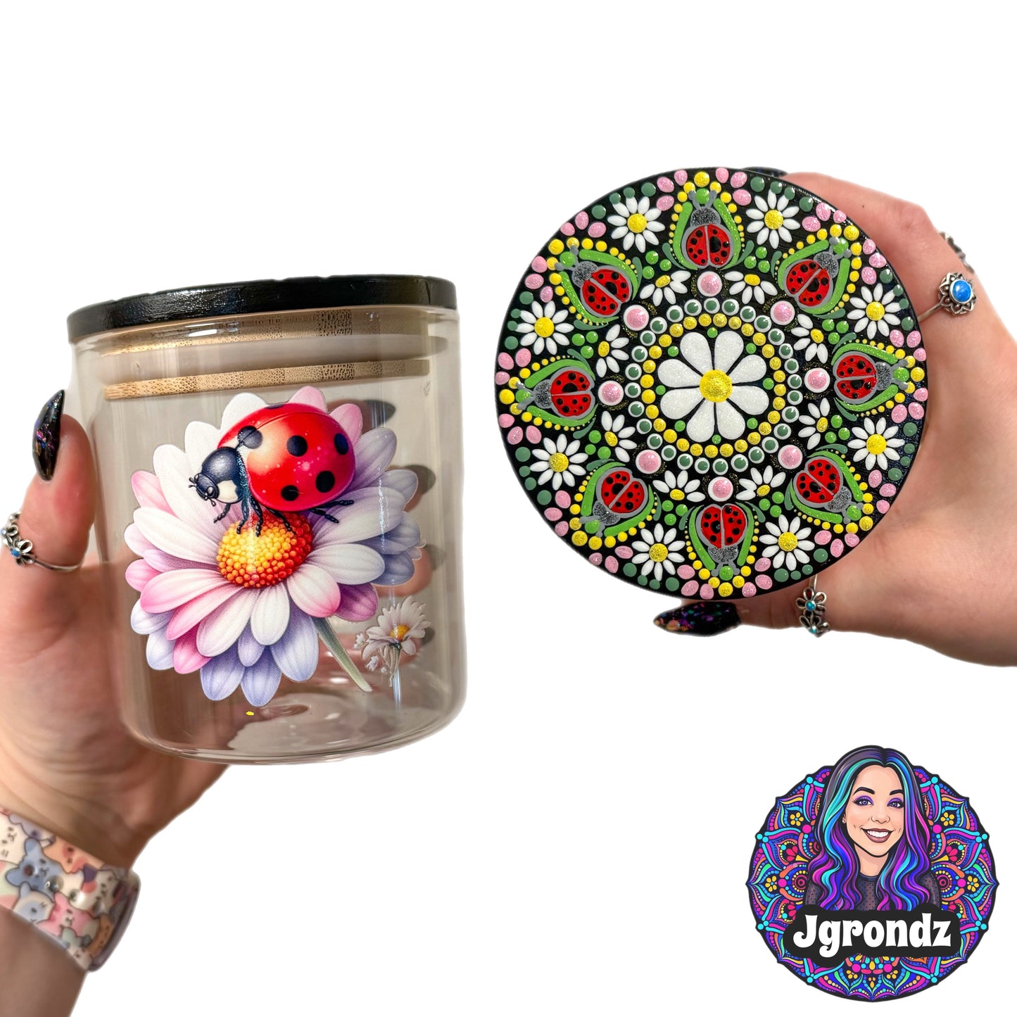 Ladybug Mandala Stash Jar