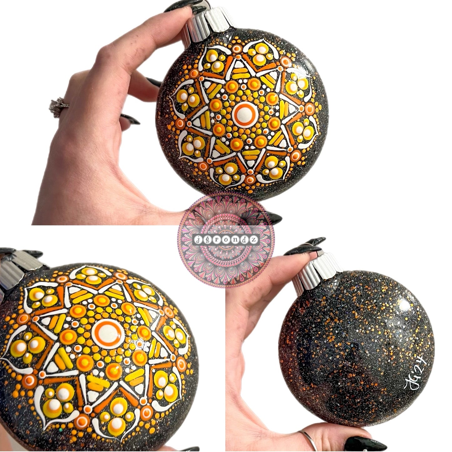 3” Halloween Mandala Glitter Ornament