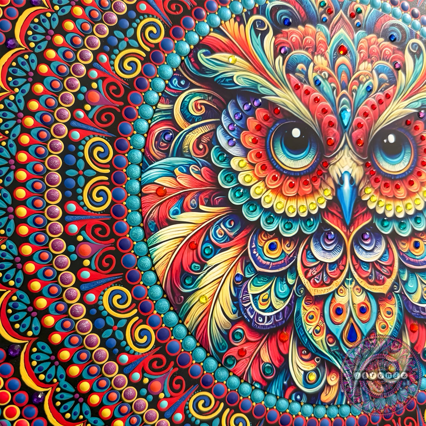 14” Owl Mandala Painting