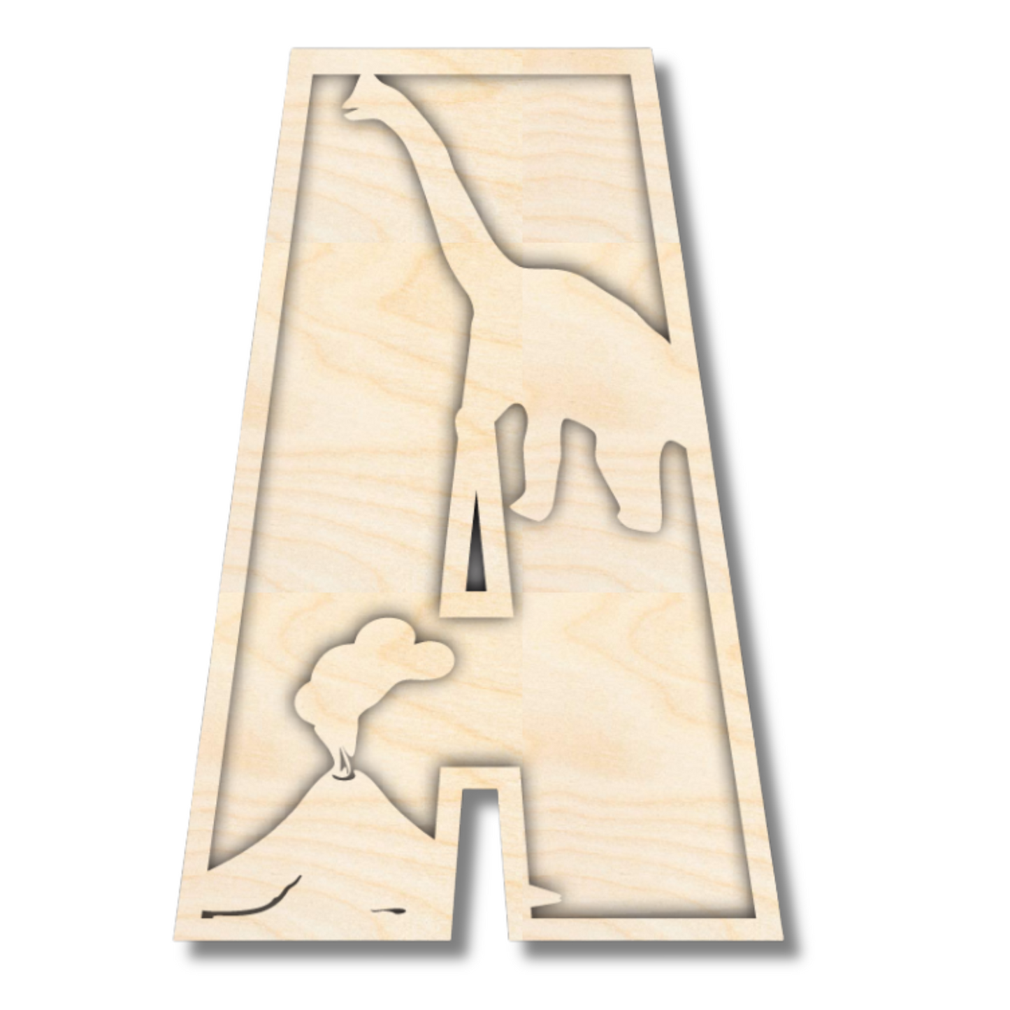 Unfinished Wood Layered Themed Letters | Dinosaur | A-Z | 2 Piece | up to 24"