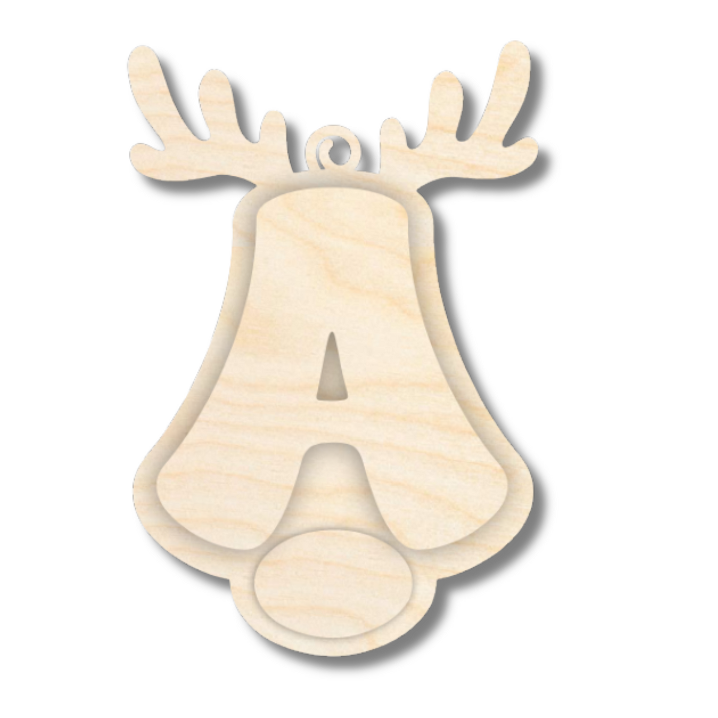 Unfinished Wood Layered Letter and Number Reindeer Ornaments | A-Z | 0-9 | 3 Piece | 6" Tall | 1/8" Wood | Wood Craft DIY