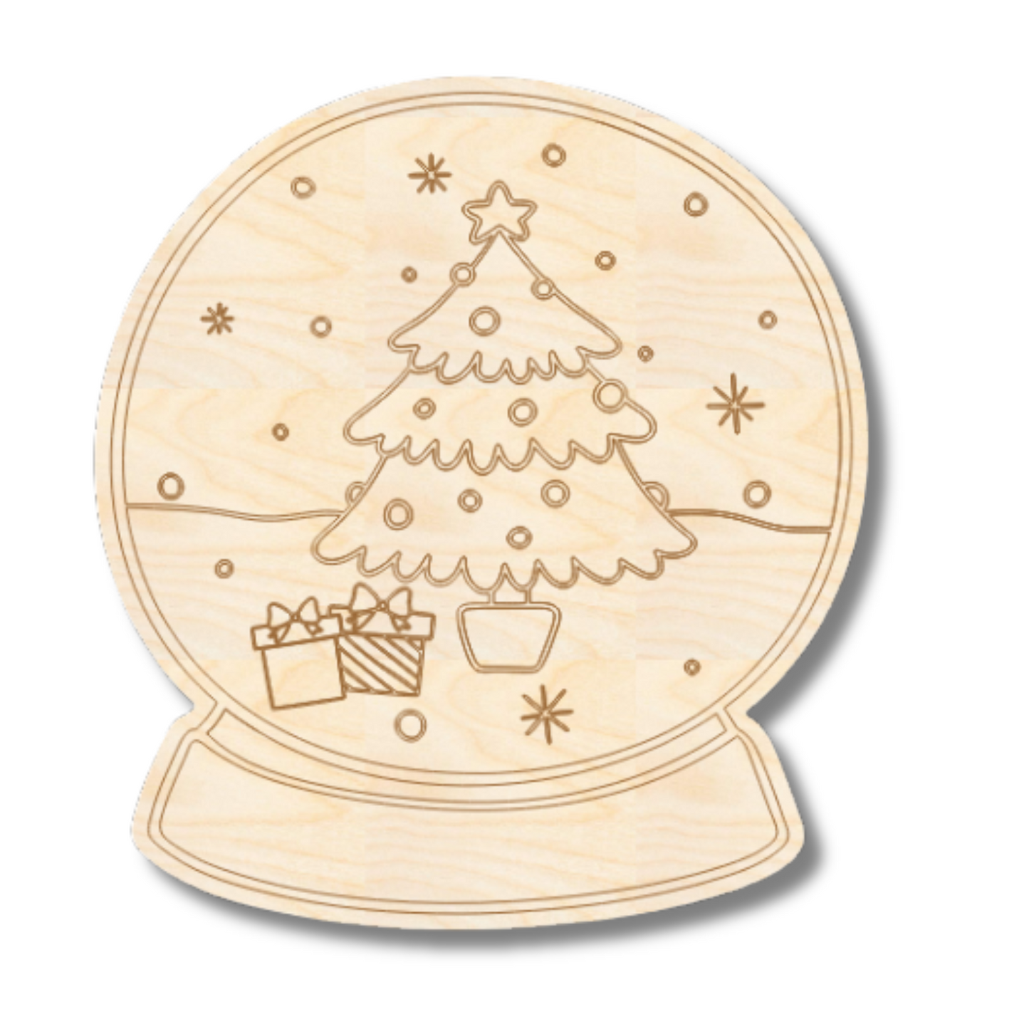 Unfinished Wood Etched Tree Snowglobe Shape | Paint By Line Crafts | up to 30" DIY