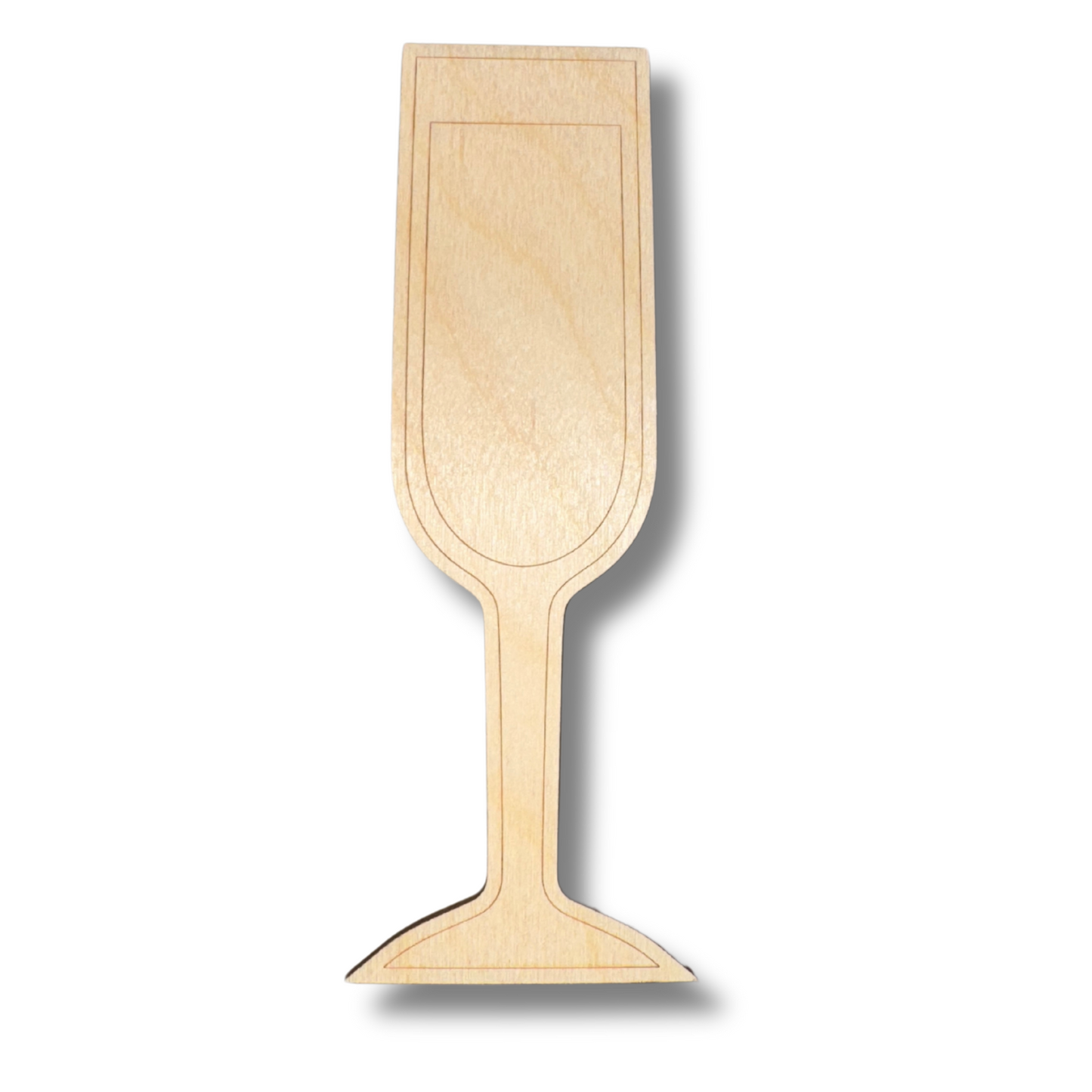Unfinished Wood Etched Champagne Shape | Paint By Line Crafts | up to 30" DIY