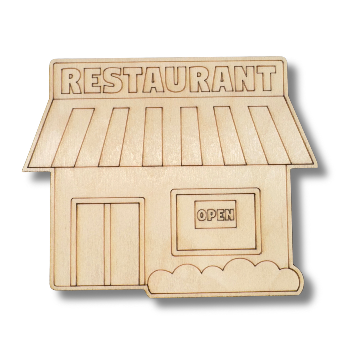 Unfinished Wood Etched Restaurant Shape | Paint By Line Crafts | up to 30" DIY