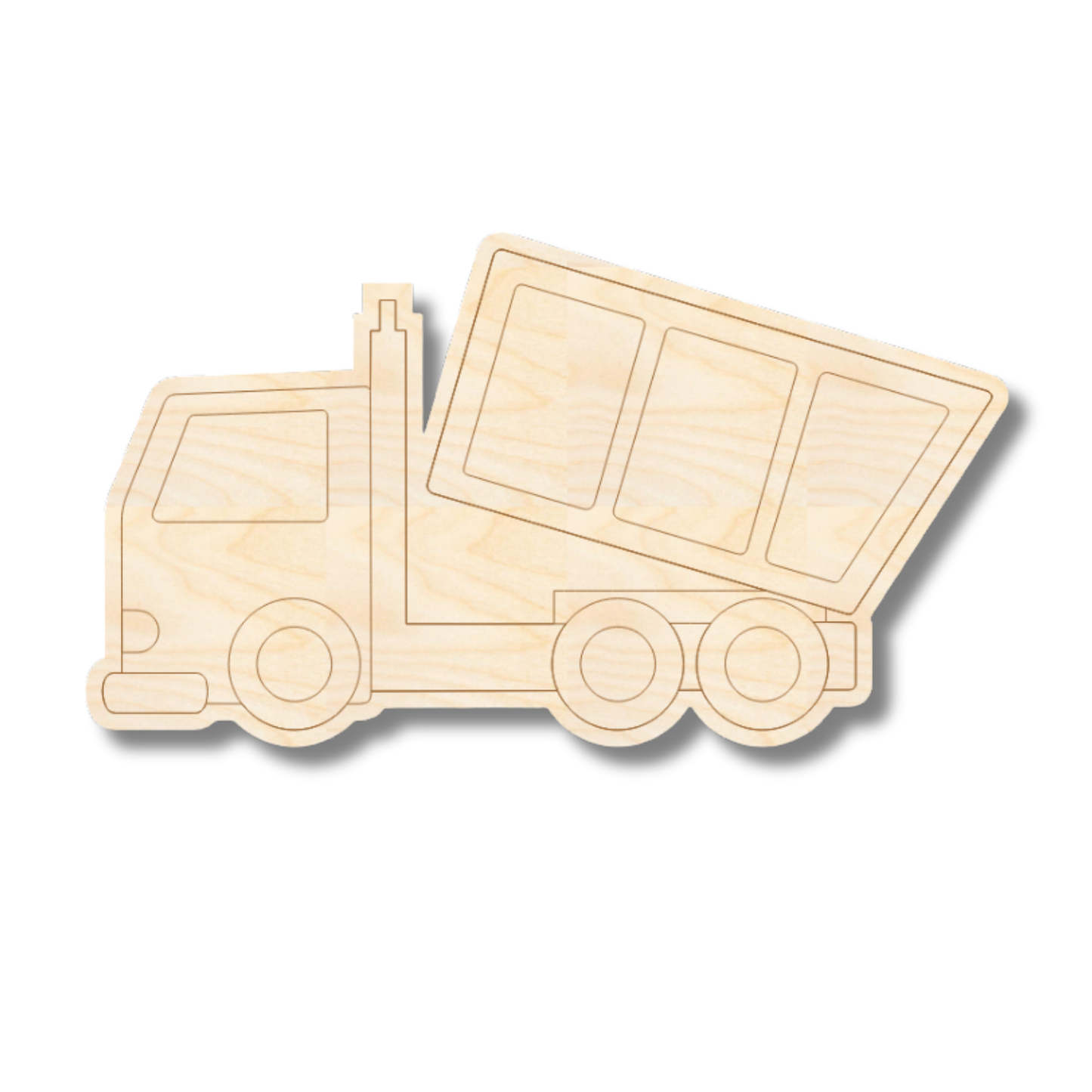 Unfinished Wood Etched Garbage Truck Shape | Paint By Line Crafts | up to 30" DIY
