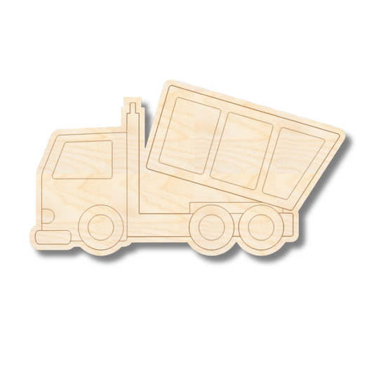 Unfinished Wood Etched Garbage Truck Shape | Paint By Line Crafts | up to 30" DIY