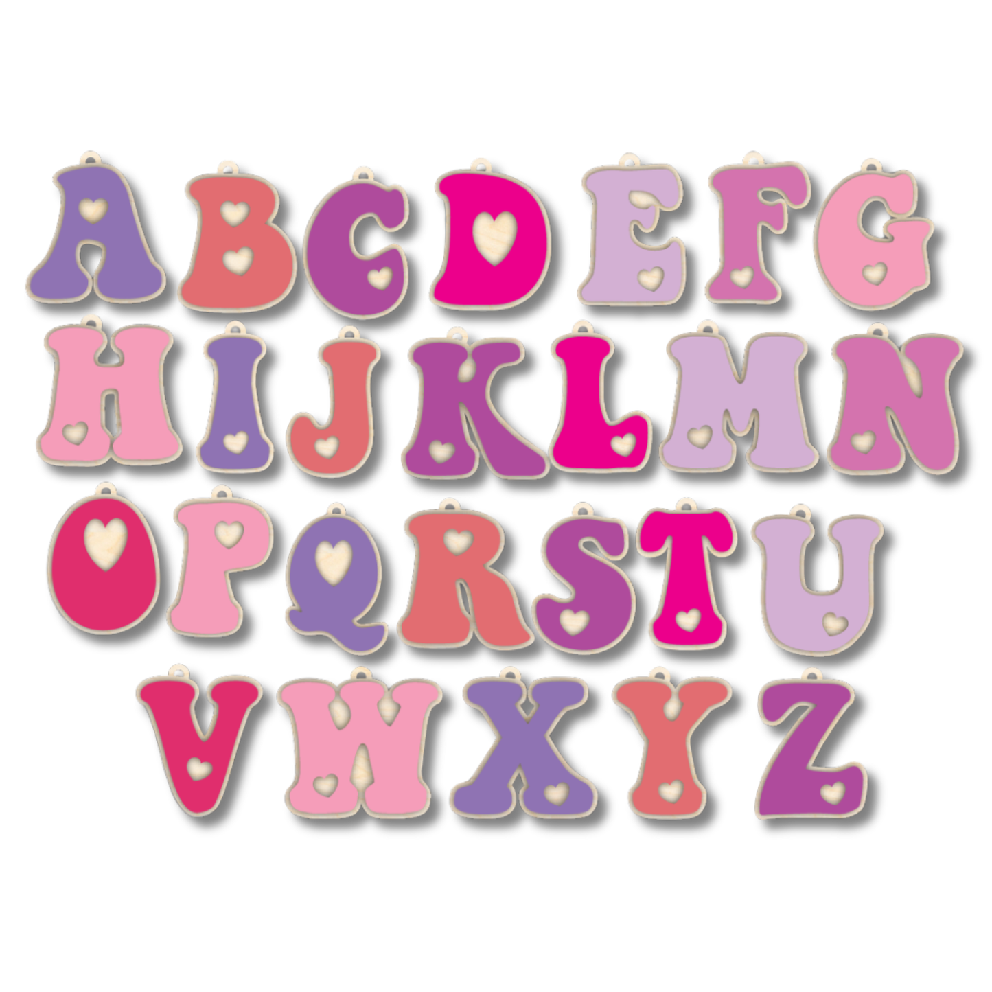 Unfinished Wood Layered Letter Valentines Tags | A-Z | 2 Piece | 6" Tall | 1/8" Wood | Wood Craft DIY