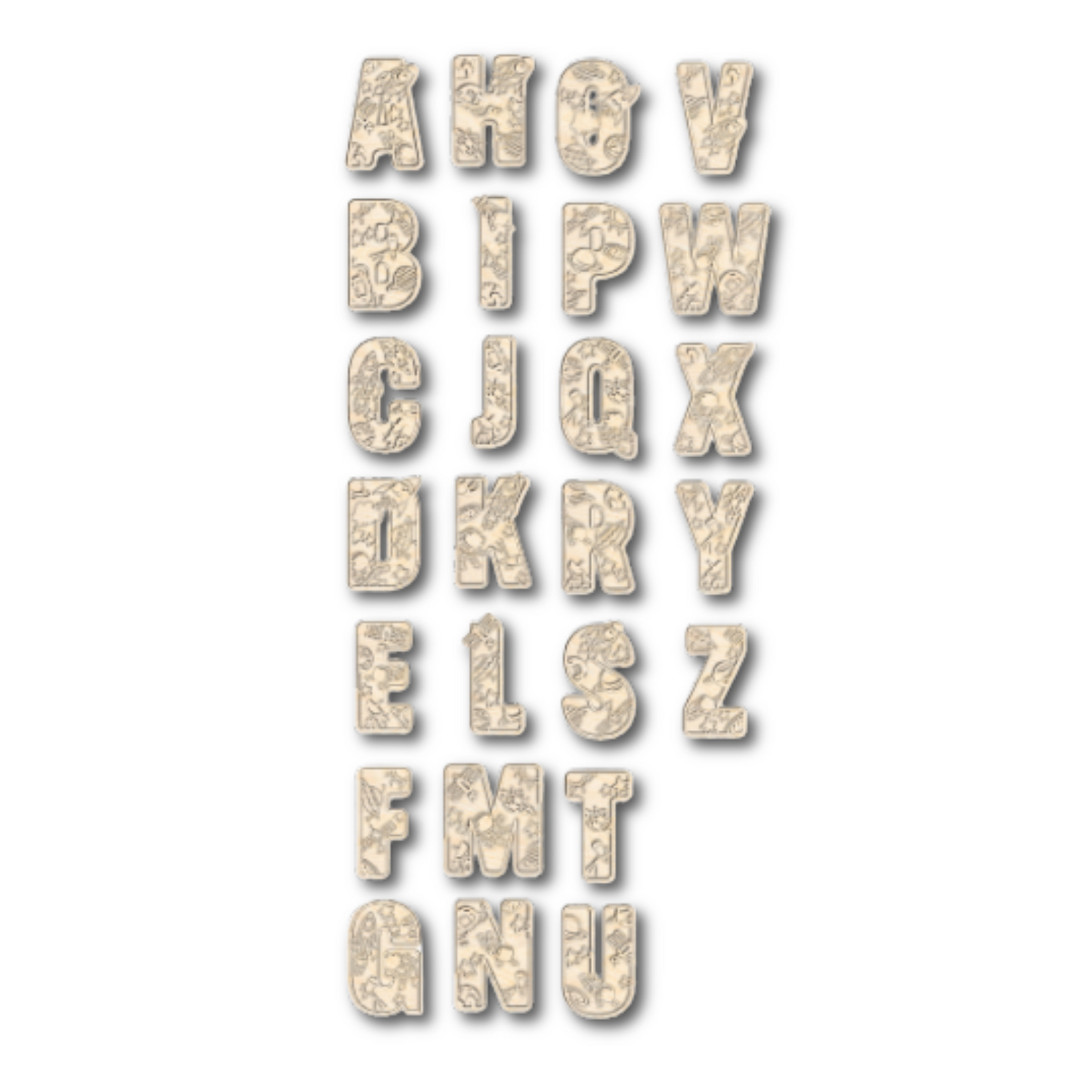 Unfinished Wood Layered Themed Letters | Space | A-Z | 2 Piece | up to 24"