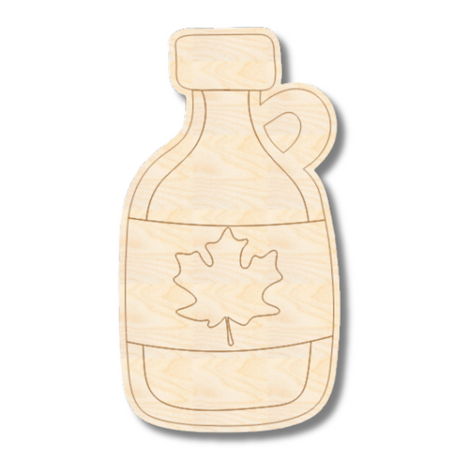 Unfinished Wood Etched Maple Syrup Shape | Paint By Line Crafts | up to 30" DIY