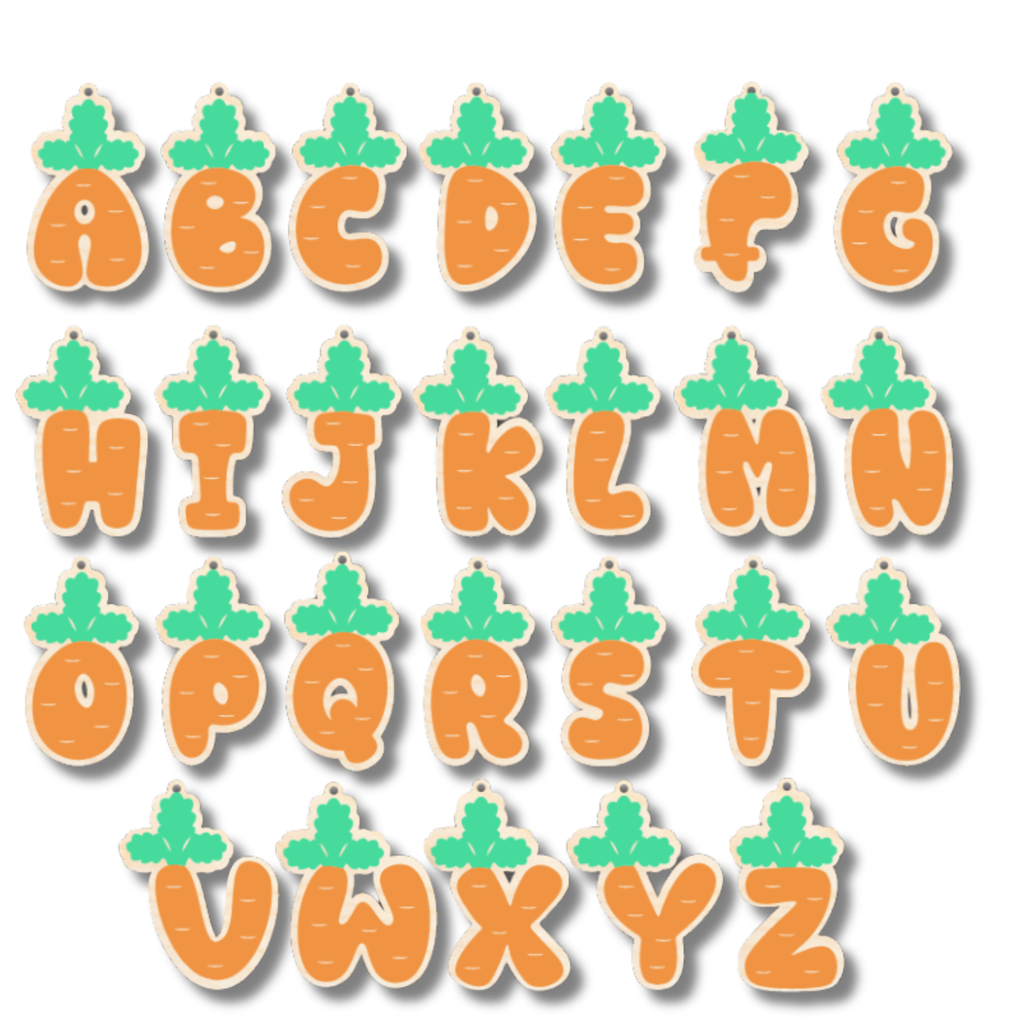 Unfinished Wood Layered Letter Carrot Tags | A-Z | 3 Piece | 6" Tall | 1/8" Wood | Wood Craft DIY