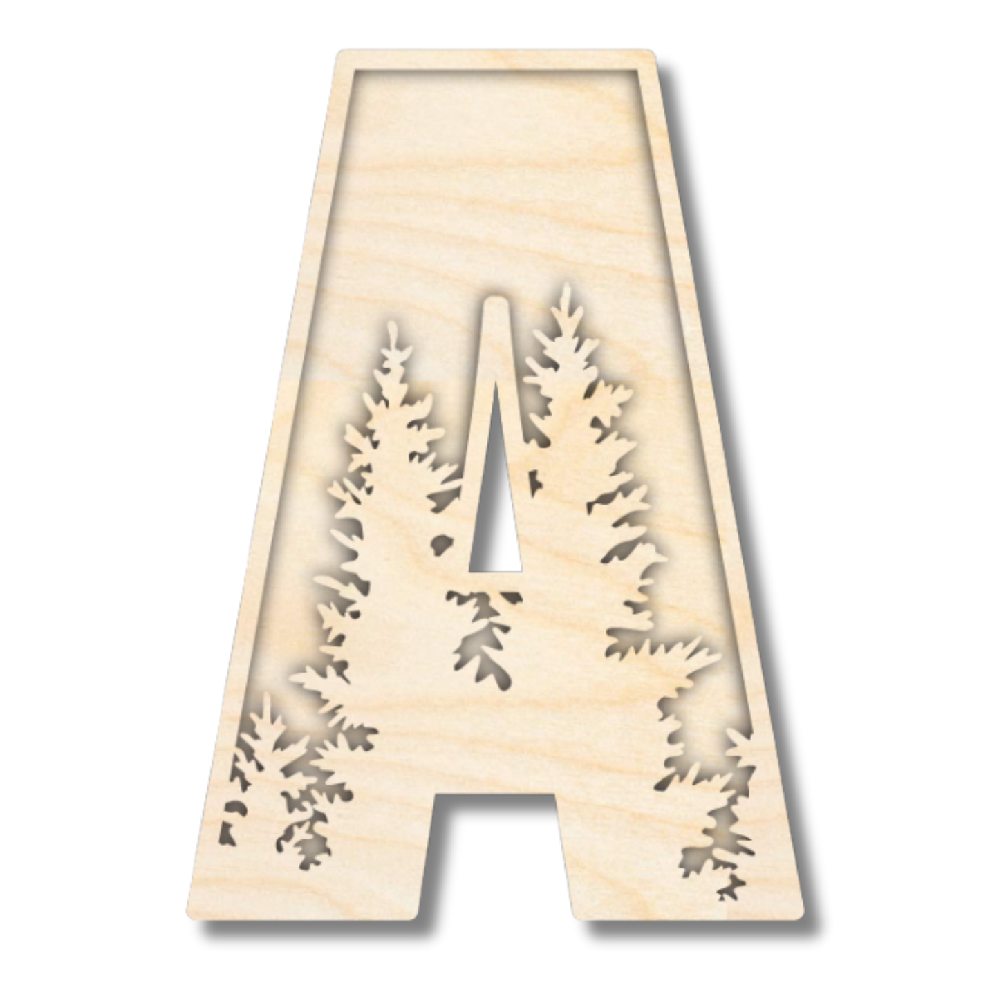 Unfinished Wood Layered Themed Letters | Pine Trees | A-Z | 2 Piece | up to 24"
