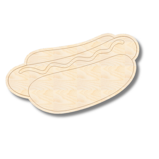 Unfinished Wood Etched Hot Dog Shape | Paint By Line Crafts | up to 30" DIY