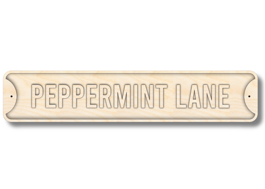 Unfinished Wood Peppermint Lane Street Sign | 3 Piece | Layered Street Sign | up to 46" DIY