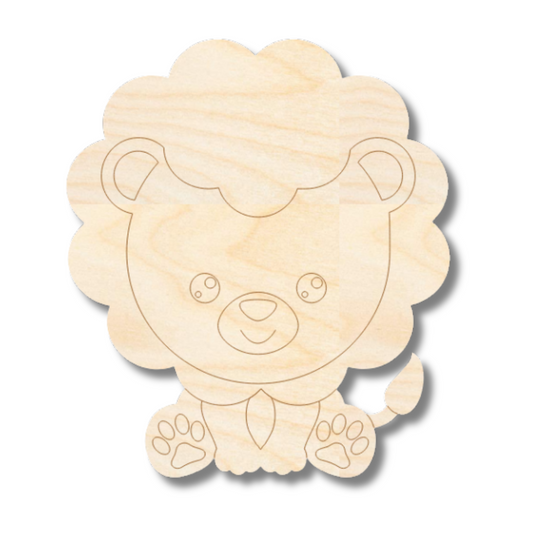 Unfinished Wood Etched Lion Shape | Paint By Line Crafts | up to 30" DIY