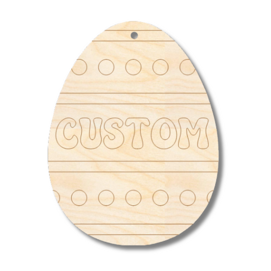 Unfinished Wood Etched Custom Name Striped Easter Egg Tag Shape | Paint By Line Crafts | up to 30" DIY