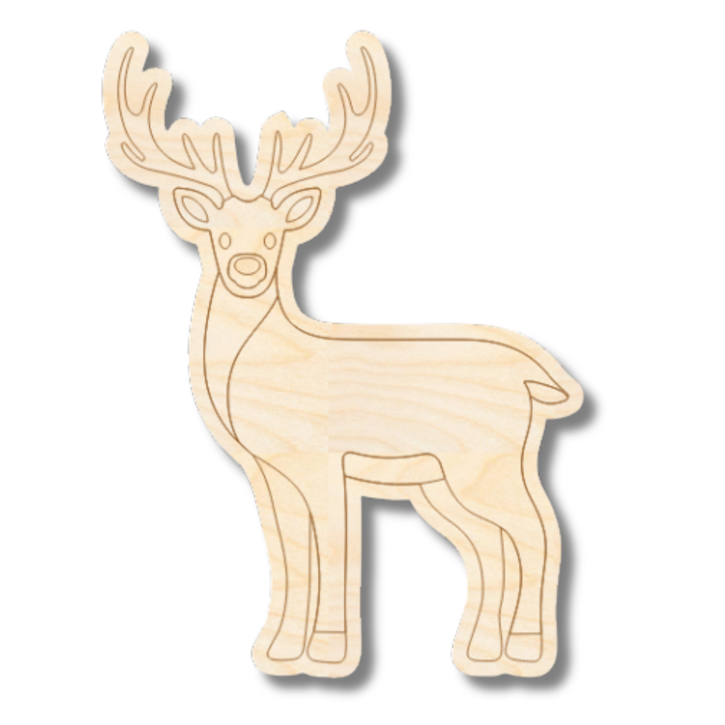 Unfinished Wood Etched Deer Shape | Paint By Line Crafts | up to 30" DIY