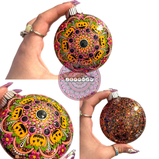 3” Halloween Mandala Glitter Ornament