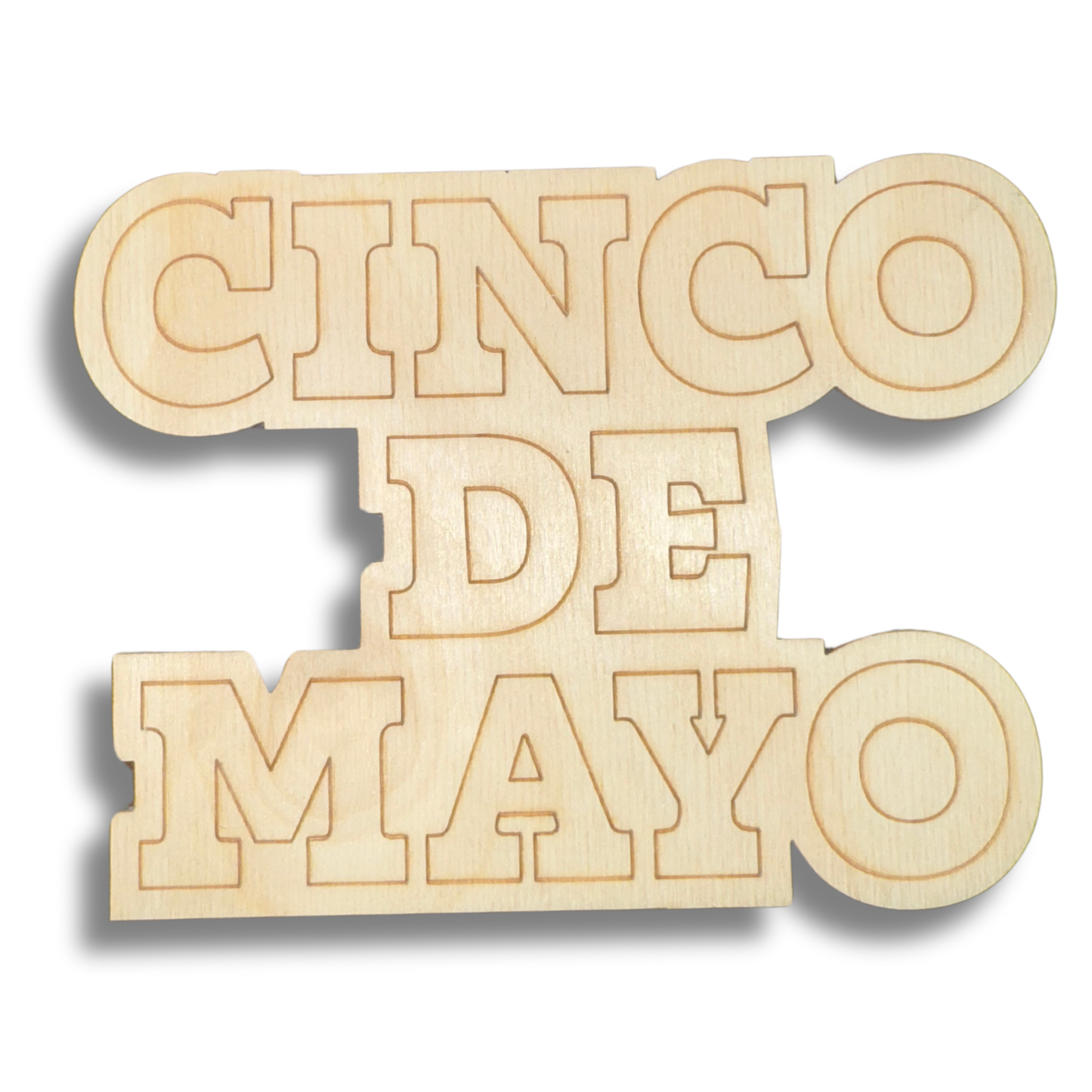 Unfinished Wood Etched Cinco De Mayo Shape | Paint By Line Crafts | up to 30" DIY