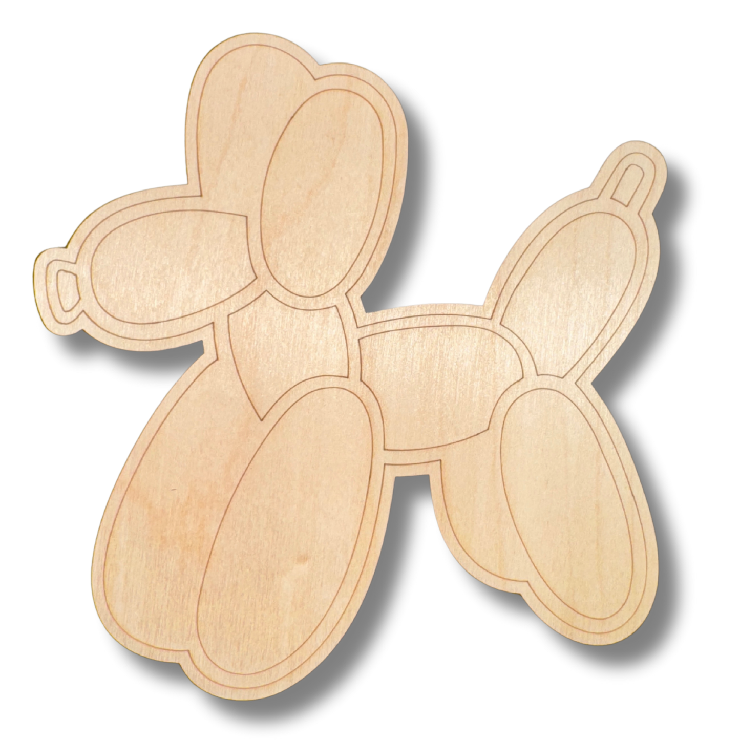 Unfinished Wood Etched Balloon Dog Shape | Paint By Line Crafts | up to 30" DIY