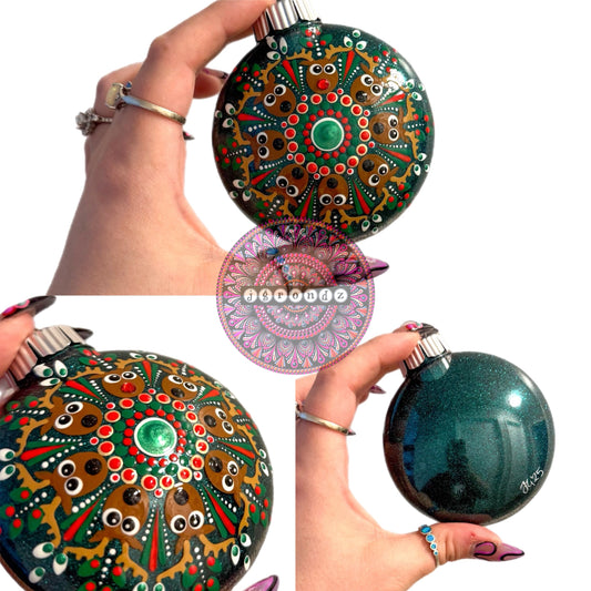3” Reindeer Mandala Glitter Ornament
