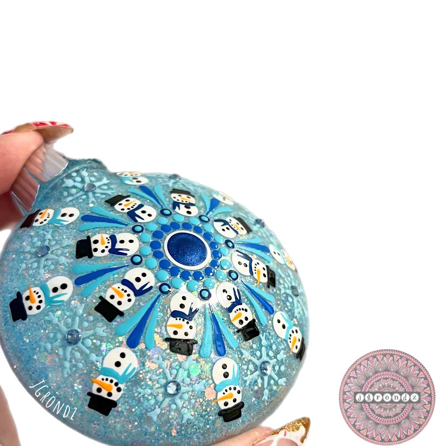 3” Snowman Mandala Glitter Ornament