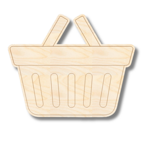 Unfinished Wood Etched Shopping Basket Shape | Paint By Line Crafts | up to 30" DIY