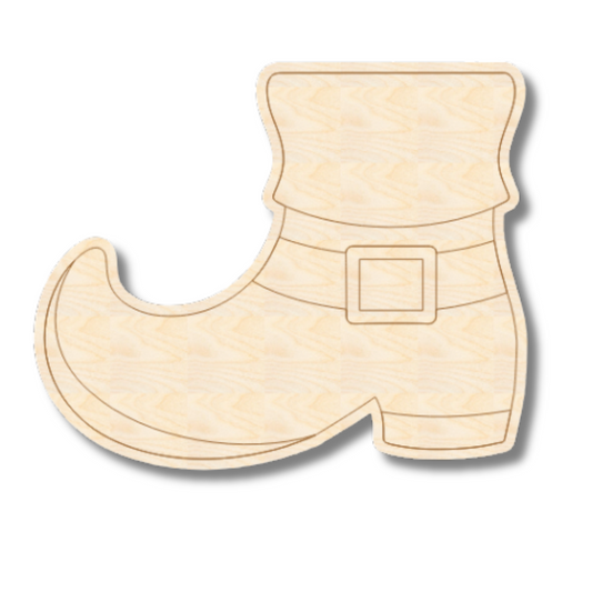Unfinished Wood Etched Leprechaun Shoe Shape | Paint By Line Crafts | up to 30" DIY