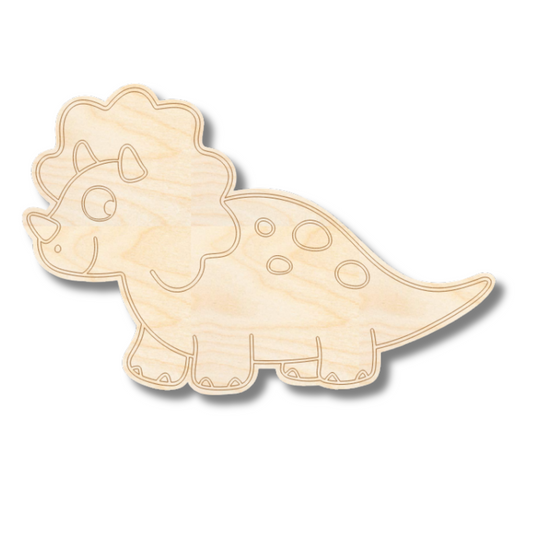 Unfinished Wood Etched Triceratops Shape | Paint By Line Crafts | up to 30" DIY