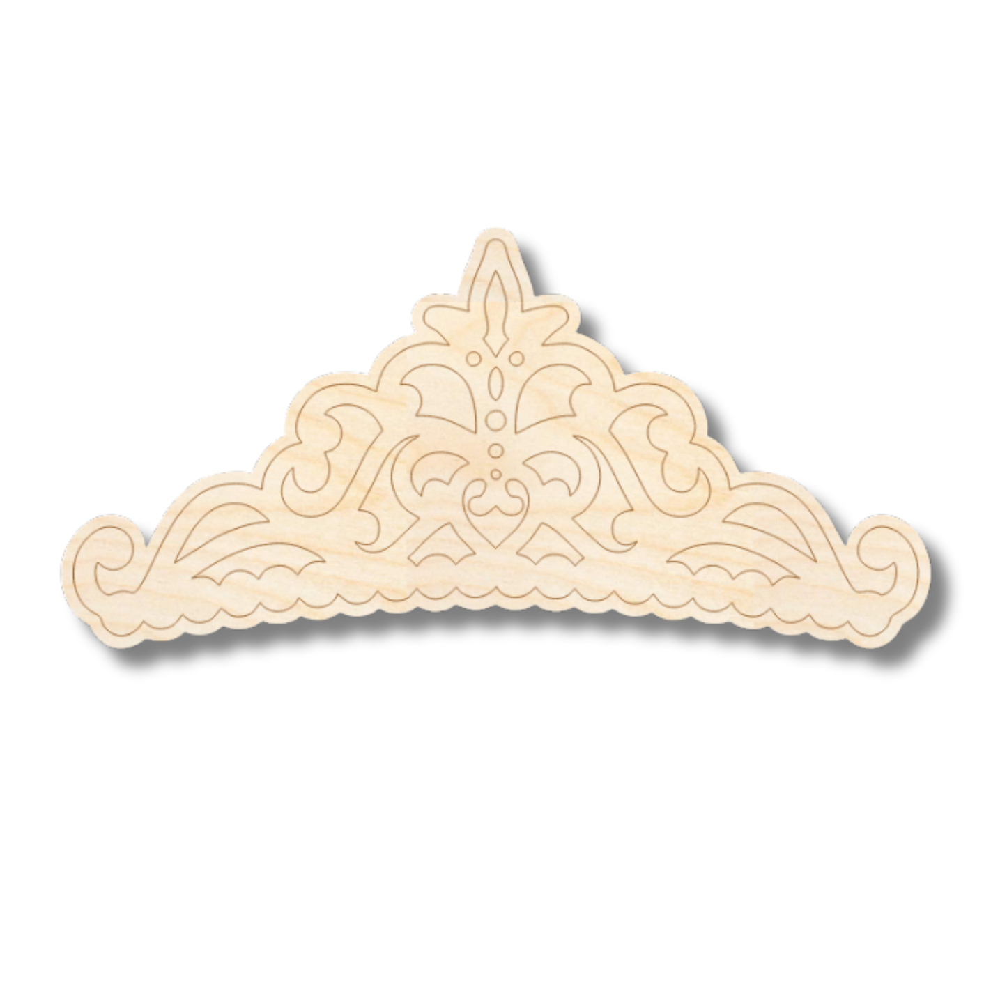 Unfinished Wood Etched Tiara Shape | Paint By Line Crafts | up to 30" DIY