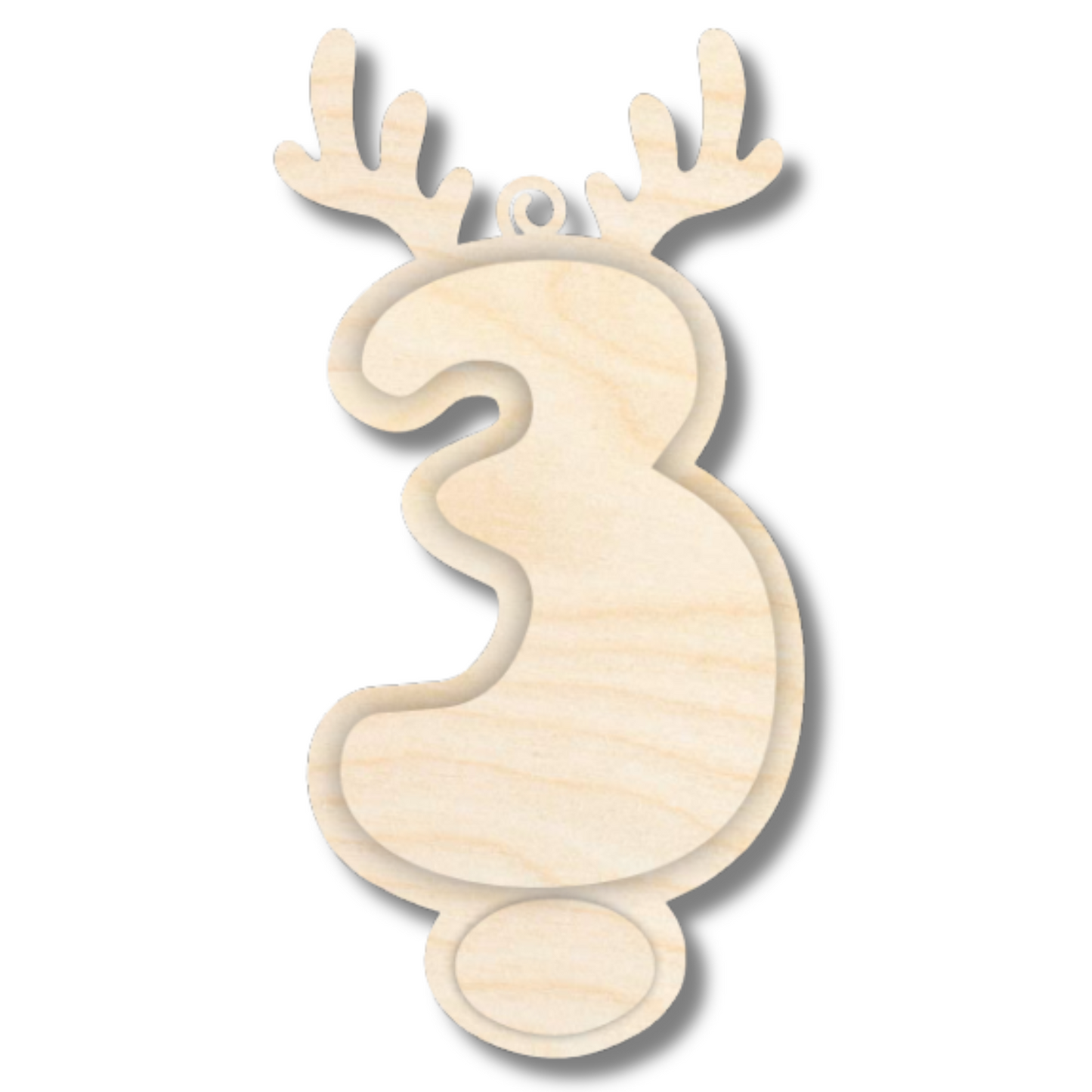 Unfinished Wood Layered Letter and Number Reindeer Ornaments | A-Z | 0-9 | 3 Piece | 6" Tall | 1/8" Wood | Wood Craft DIY