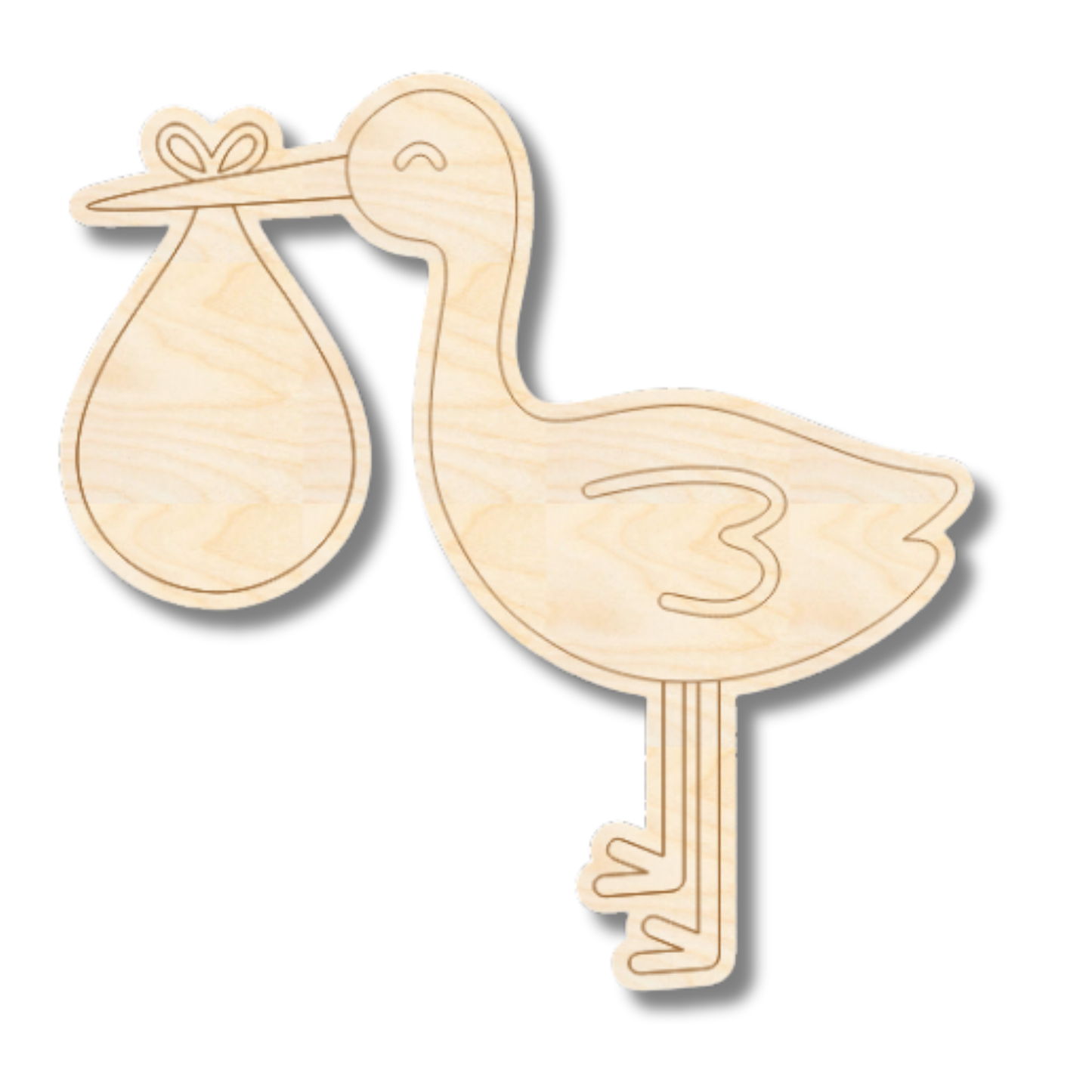 Unfinished Wood Etched Stork Shape | Paint By Line Crafts | up to 30" DIY