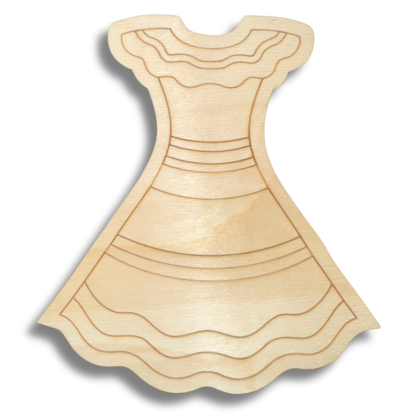 Unfinished Wood Etched Dress Shape | Paint By Line Crafts | up to 30" DIY