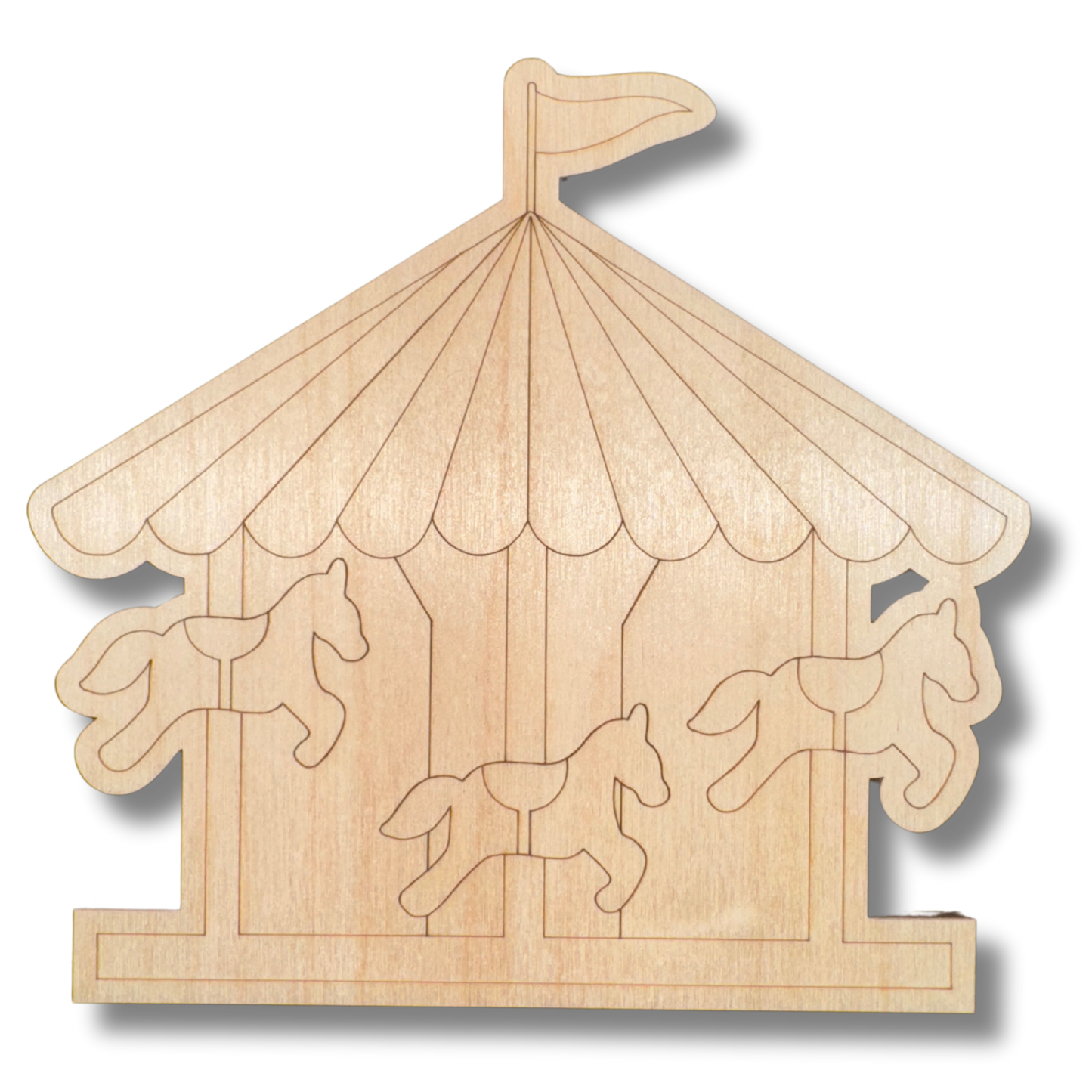 Unfinished Wood Etched Carousel Shape | Paint By Line Crafts | up to 30" DIY