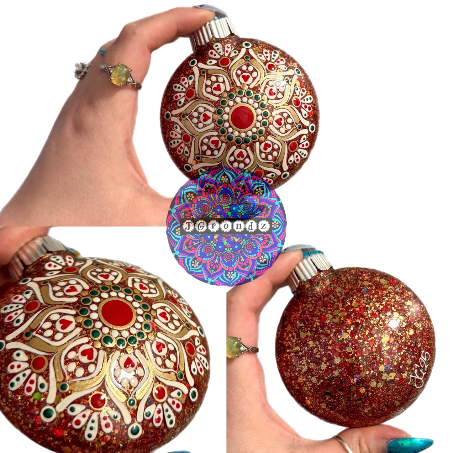 3” Paw Print Mandala Glitter Ornament