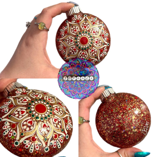 3” Paw Print Mandala Glitter Ornament